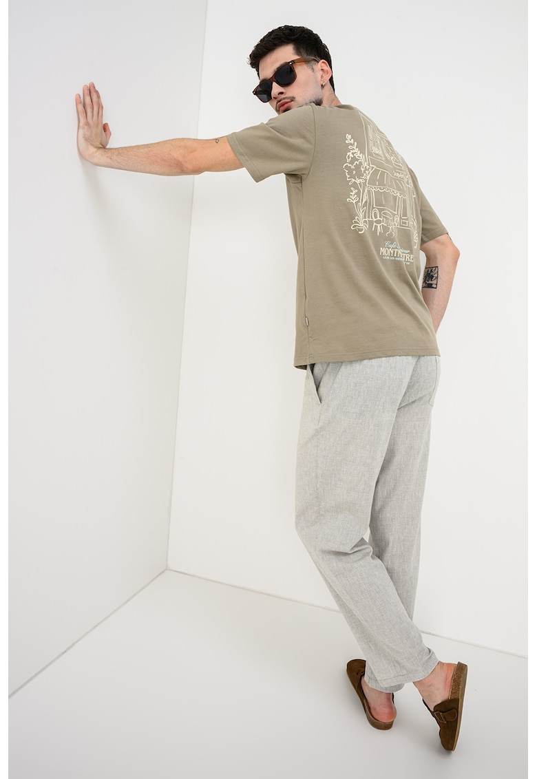 Tricou de bumbac cu imprimeu Fredo - Sage Green/Bej deschis