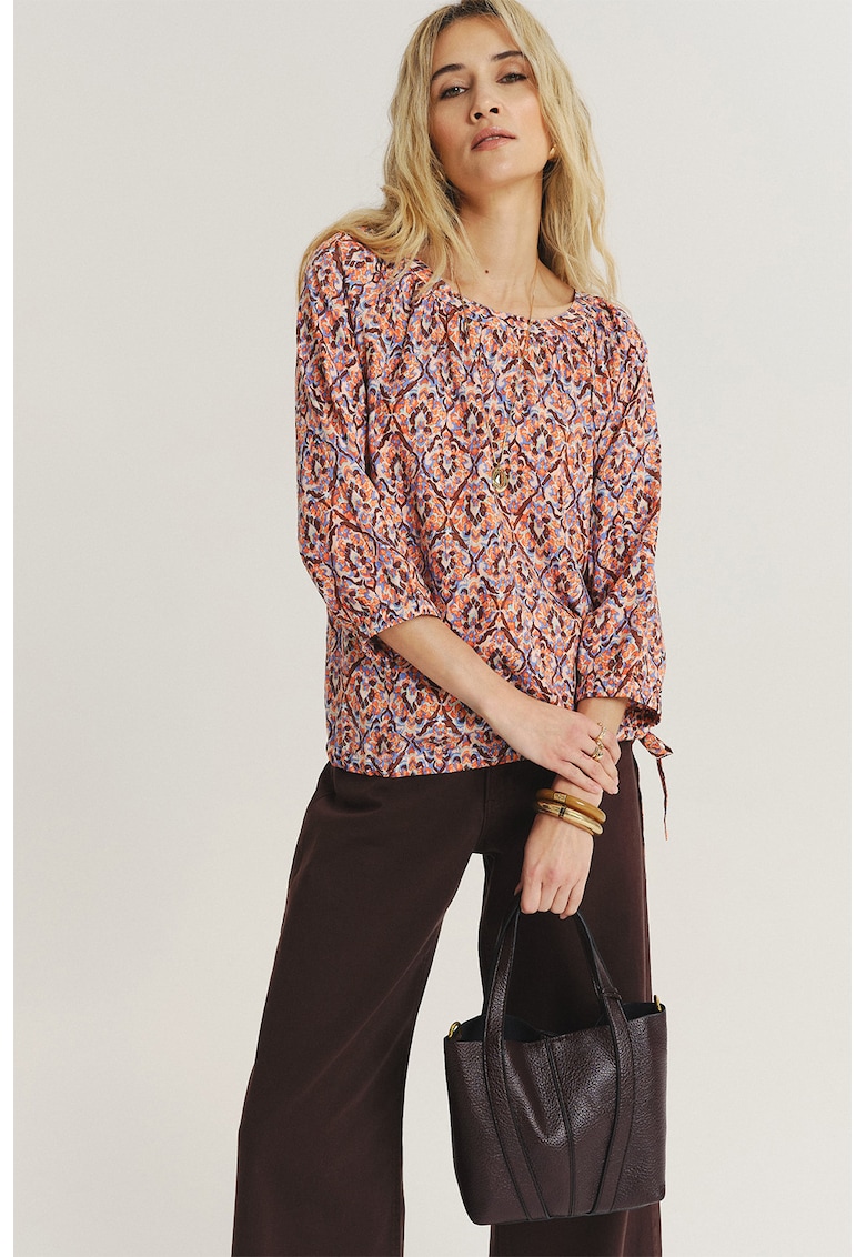 Bluza cu model si maneci trei sferturi - Multicolor