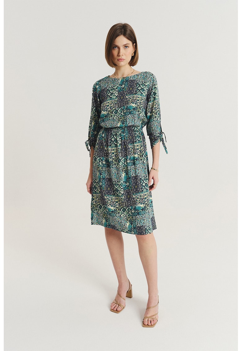 Rochie cu model si maneci 3/4 - Multicolor