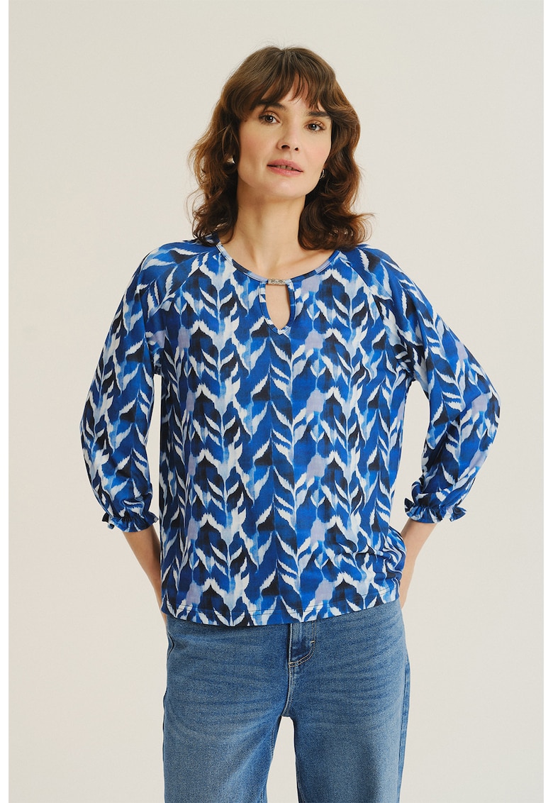 Bluza vaporoasa cu model - Alb/Bleumarin