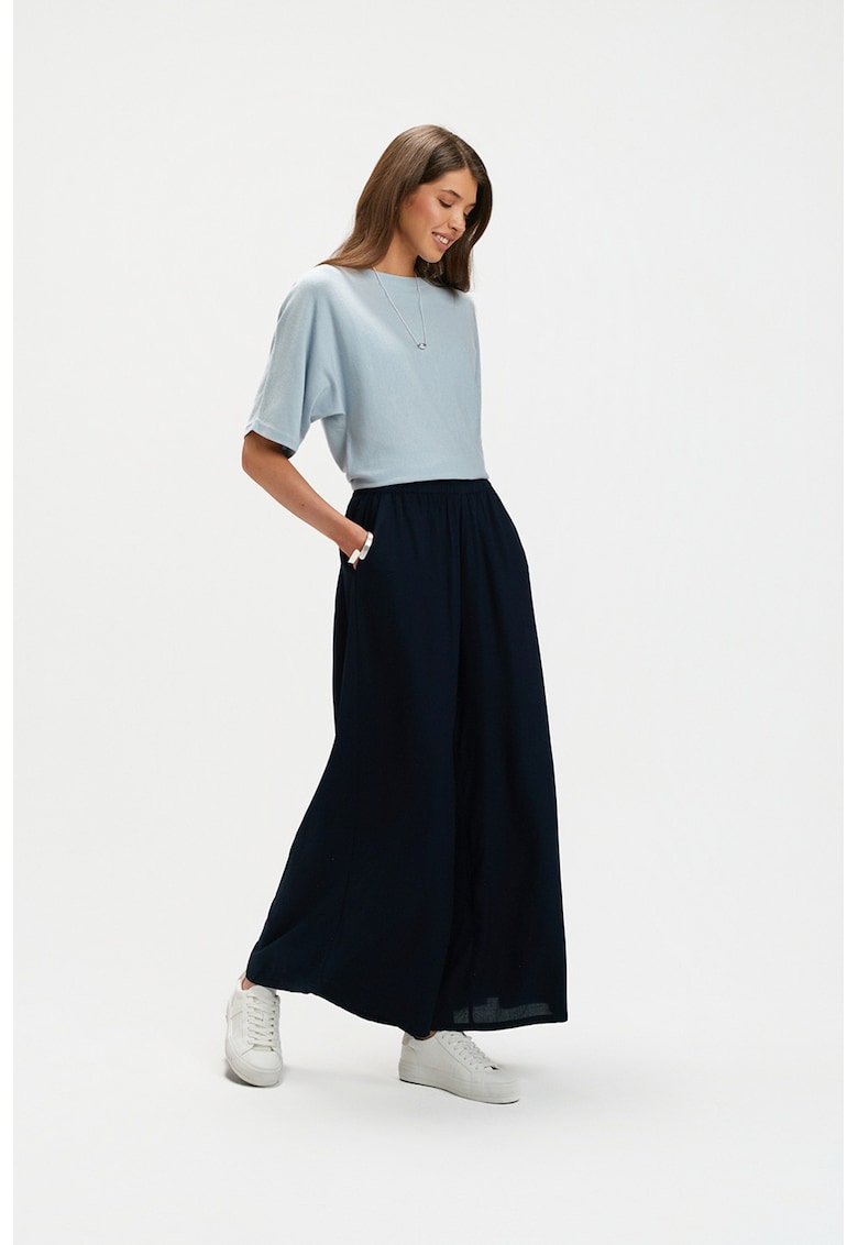 Pantaloni palazzo cu model uni - Albastru ultramarin