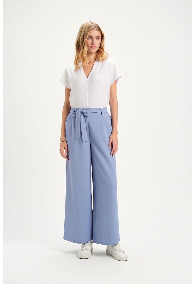 Pantaloni cu croiala ampla si cordon - Albastru lavanda
