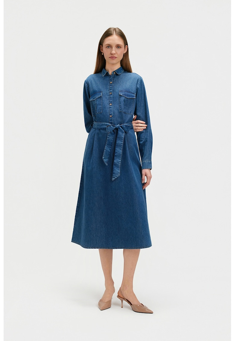 Rochie evazata din denim - Albastru inchis