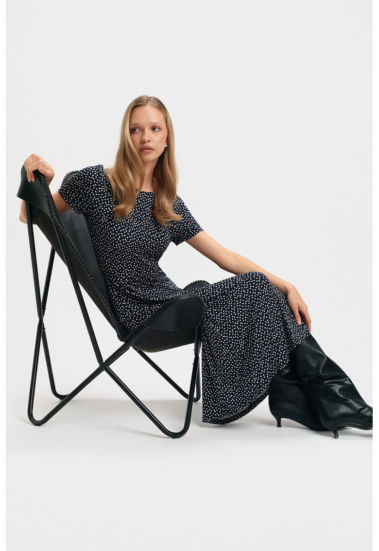 Rochie midi cu imprimeu cu buline - Alb/Albastru ultramarin