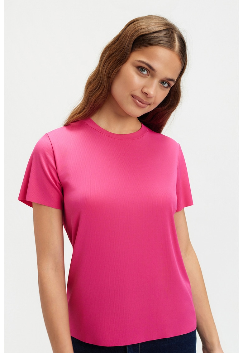Tricou striat cu model uni - Roz