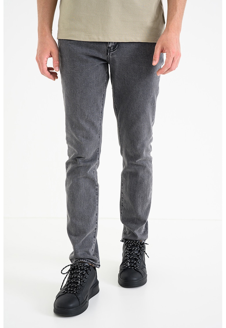 Blugi slim fit cu talie joasa - Gri