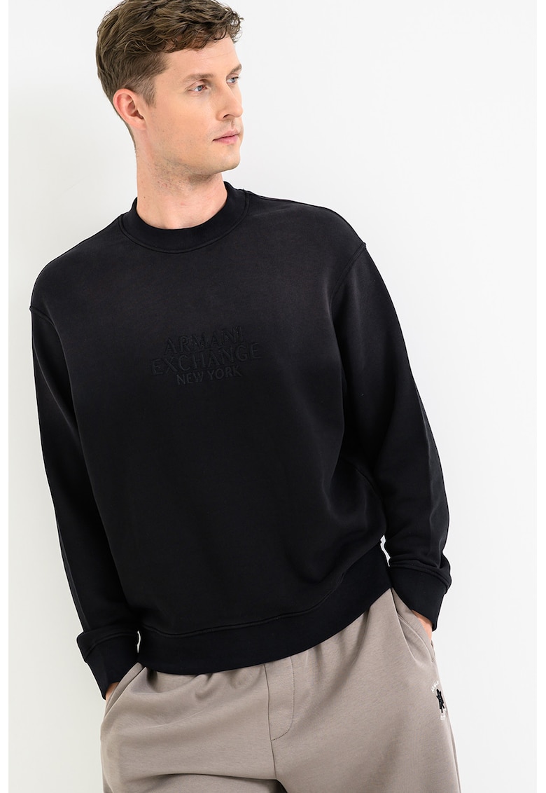 Bluza de trening din bumbac cu broderie logo - Negru