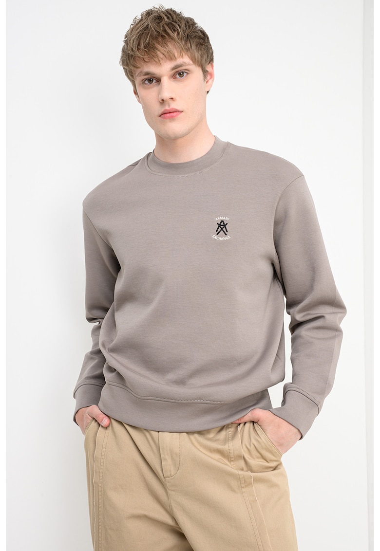 Bluza de trening cu decolteu la baza gatului - Maro taupe