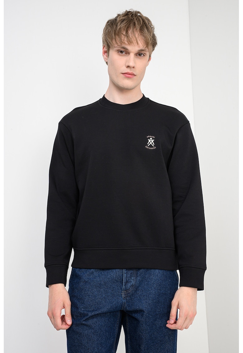 Bluza de trening cu decolteu la baza gatului - Negru