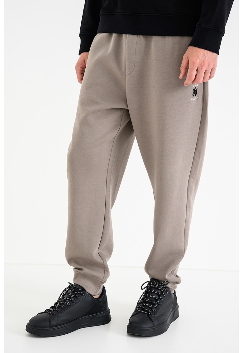 Pantaloni de trening lejeri cu buzunare laterale - Gri maroniu
