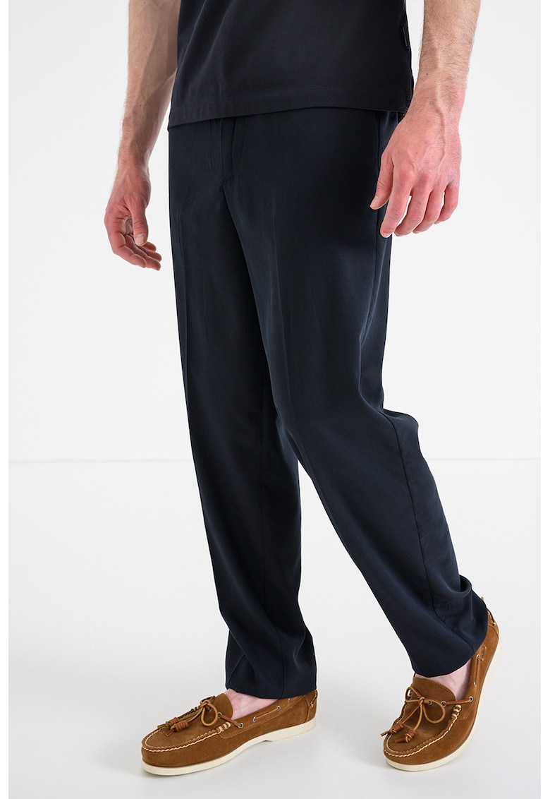 Pantaloni cu croiala dreapta si model uni - Albastru ultramarin
