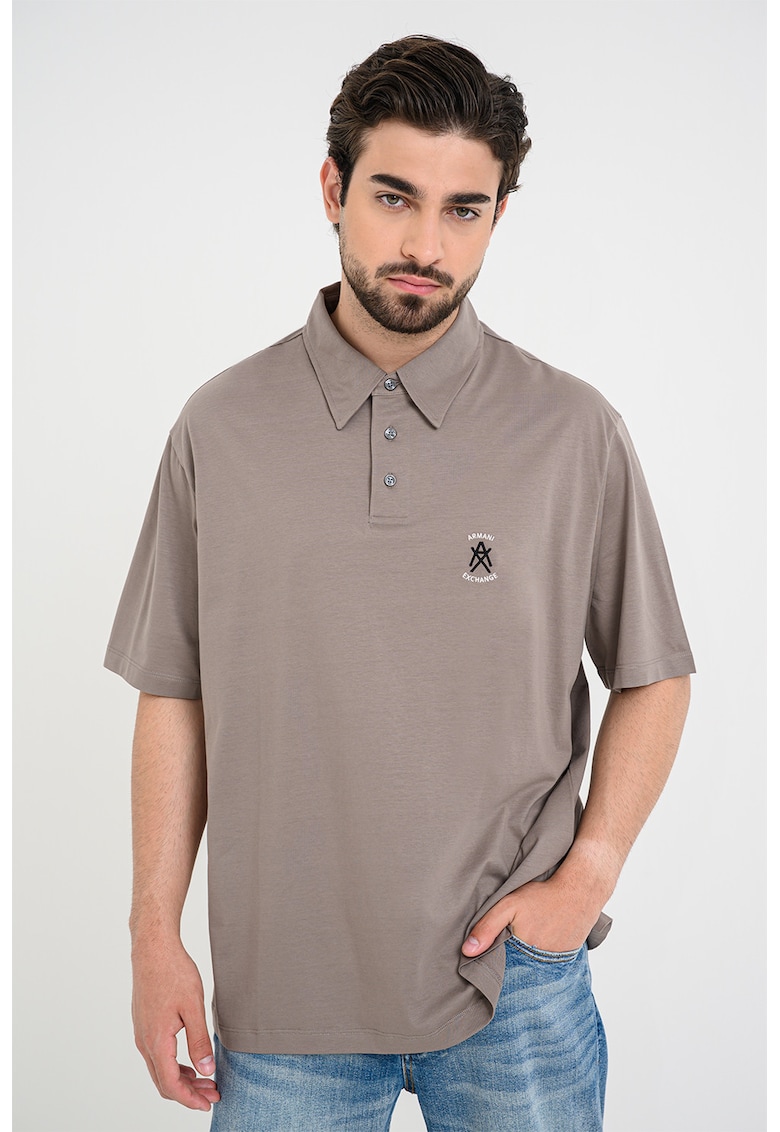 Tricou polo din bumbac - Maro taupe