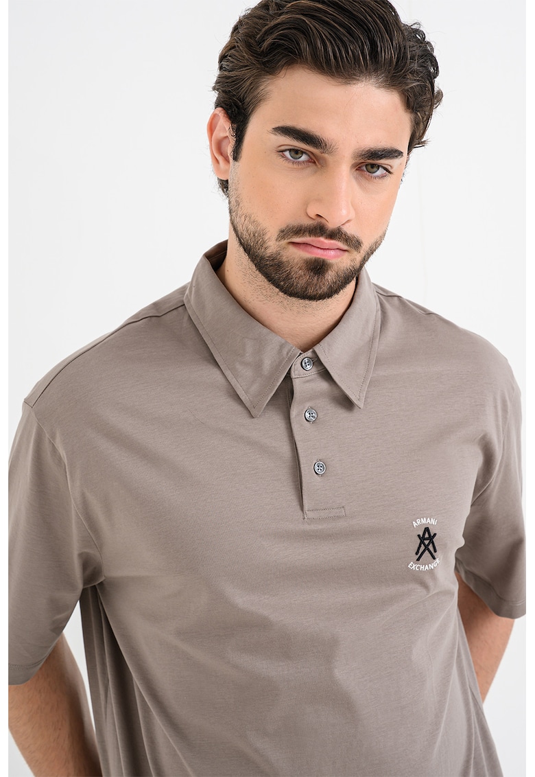 Tricou polo din bumbac - Maro taupe