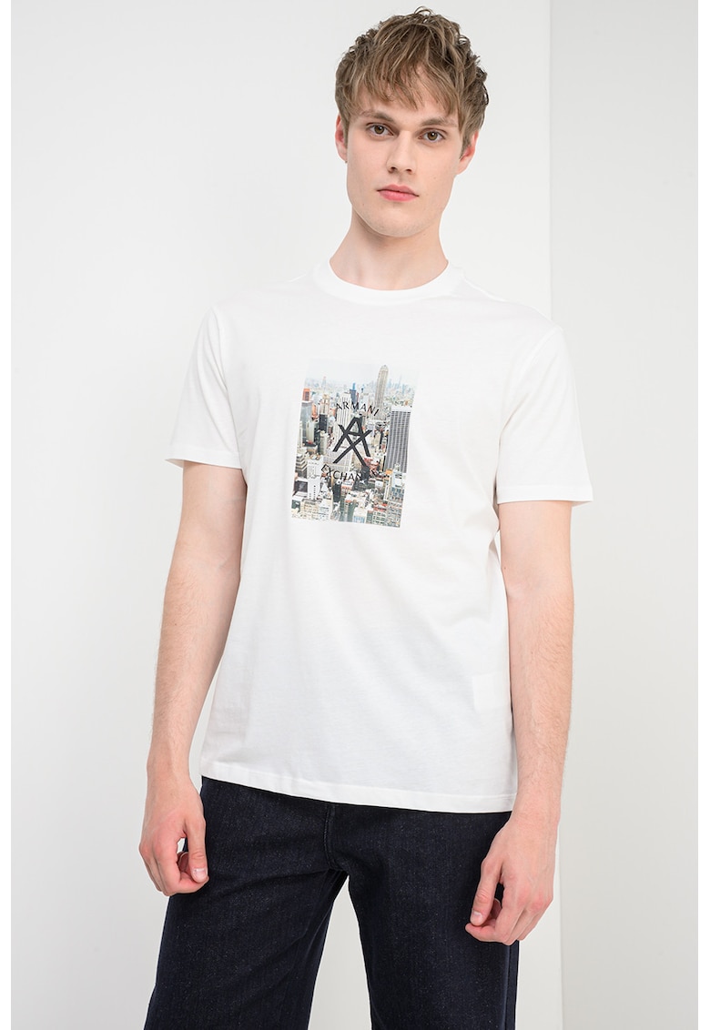 Tricou cu imprimeu foto - Alb/Verde/Negru