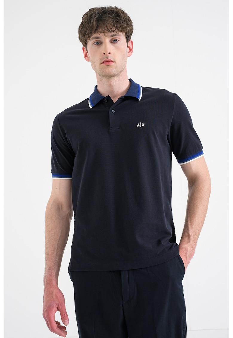 Tricou polo cu logo discret - Bleumarin
