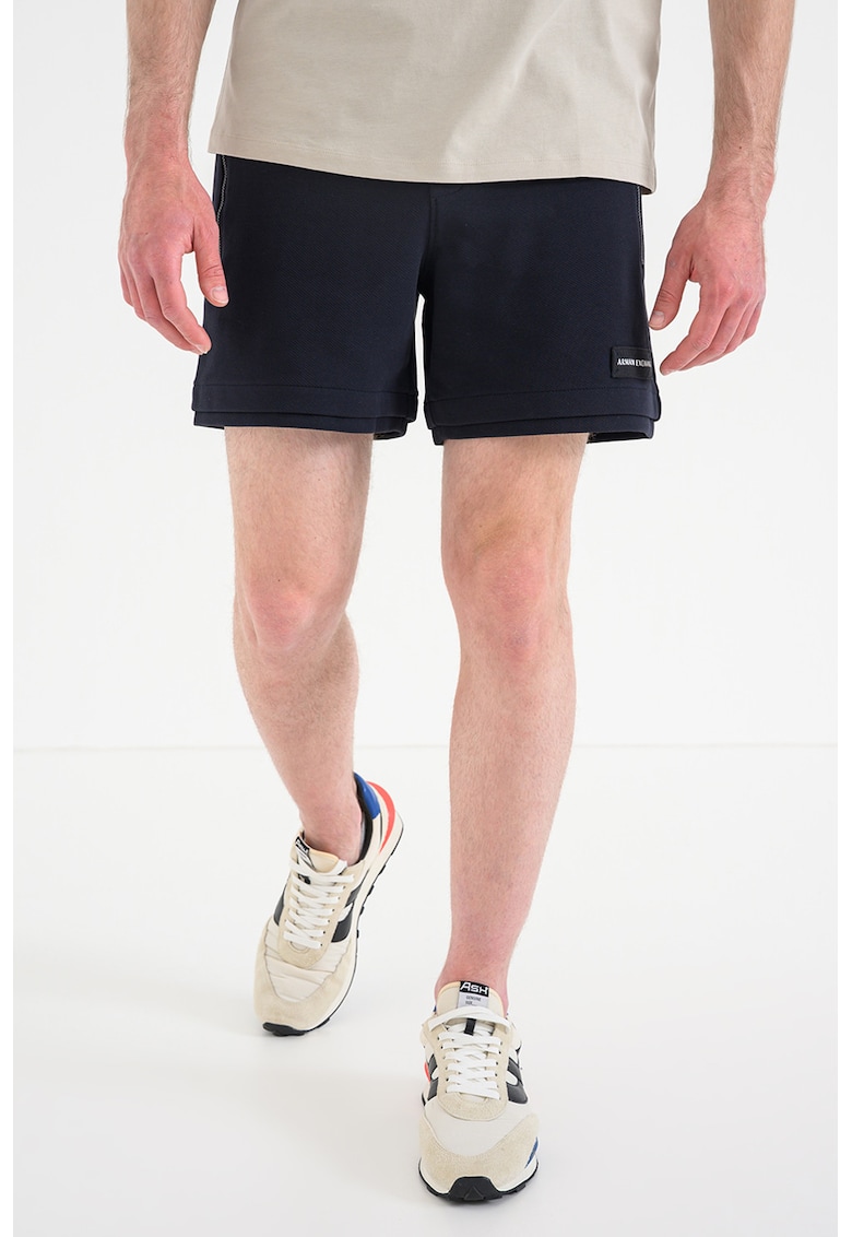 Pantaloni scurti cu snur si buzunare cu fermoar - Albastru ultramarin