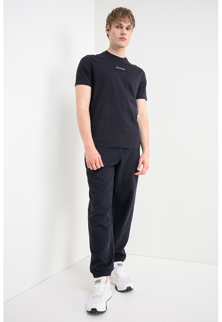 Tricou slim fit cu banda logo - Albastru ultramarin