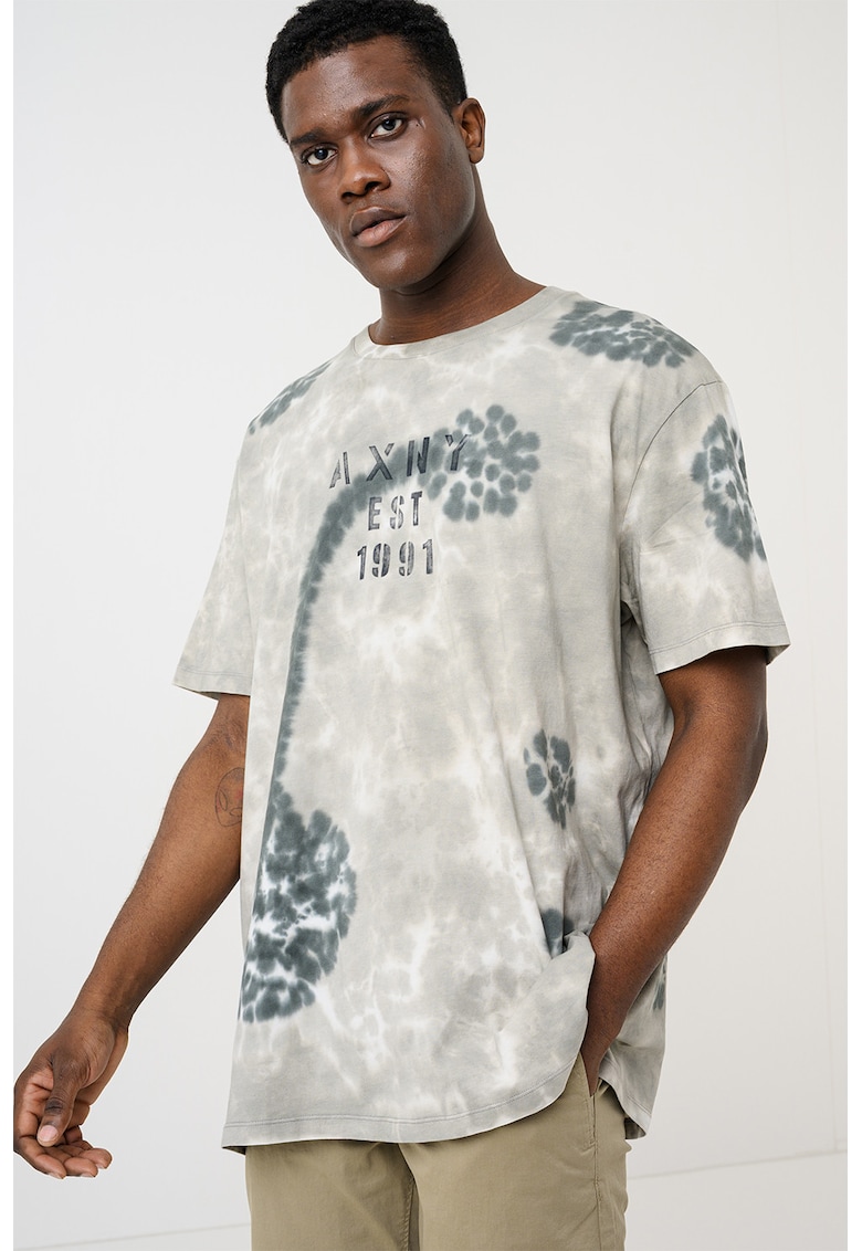 Tricou din bumbac cu model tie-dye - Verde pal