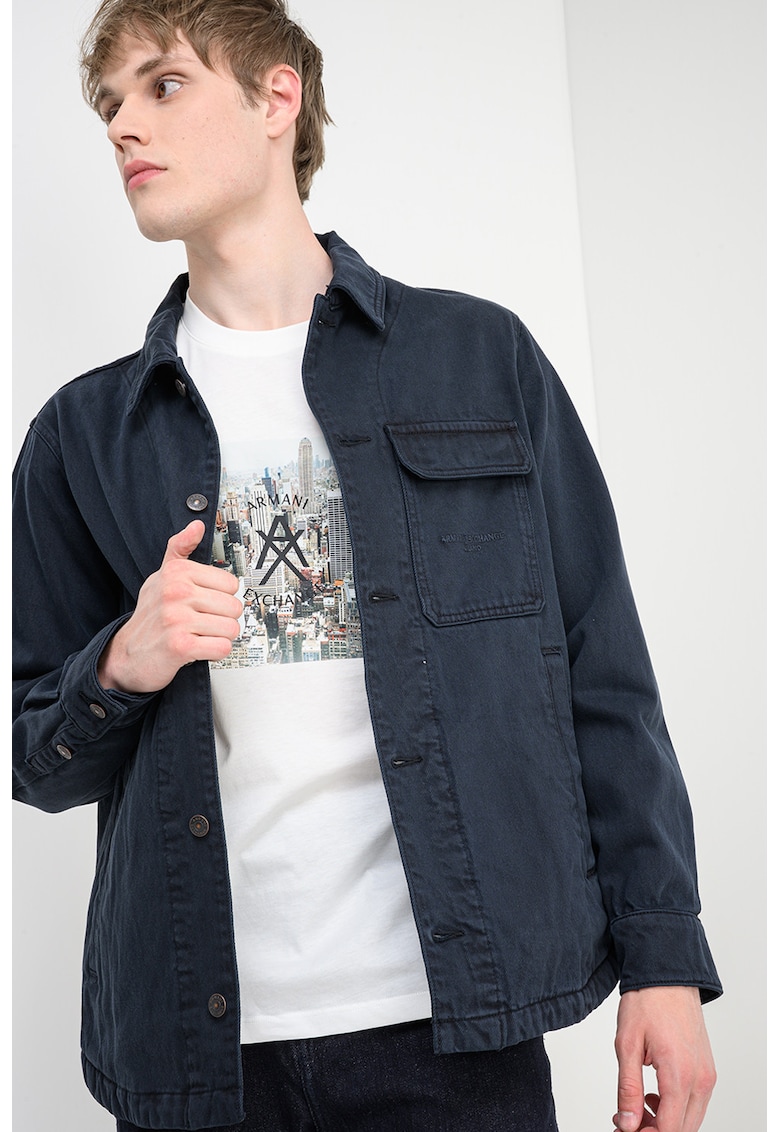 Jacheta de denim cu nasturi - Bleumarin