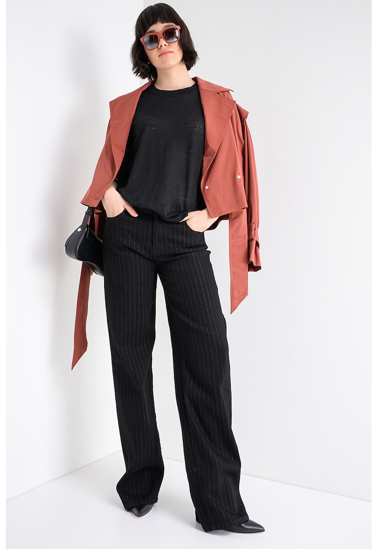Blugi relaxed fit cu dungi stralucitoare - Auriu/Negru