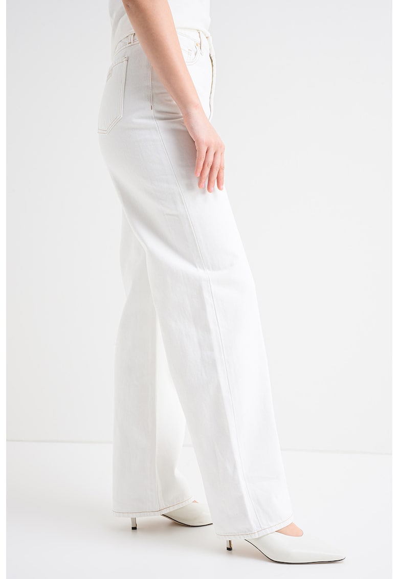 Blugi relaxed fit cu talie inalta - Alb