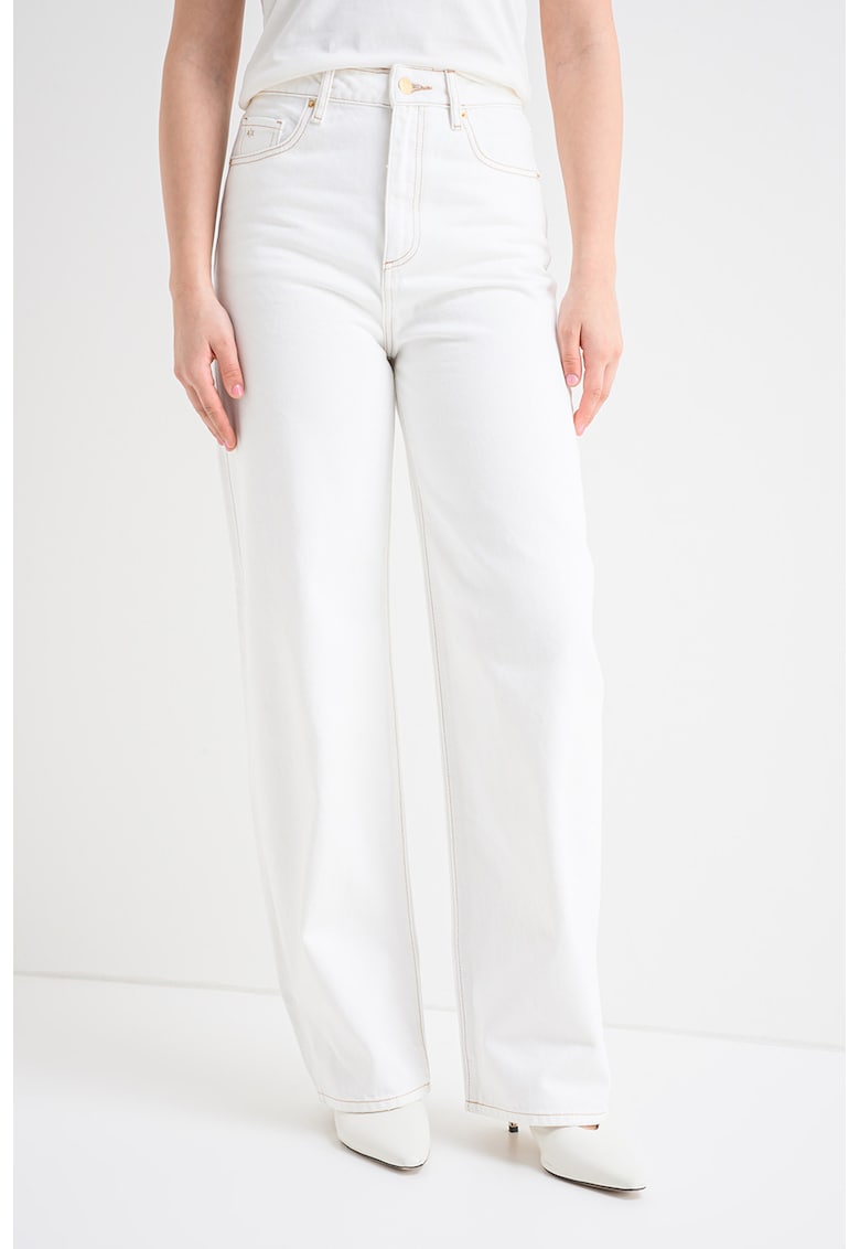 Blugi relaxed fit cu talie inalta - Alb