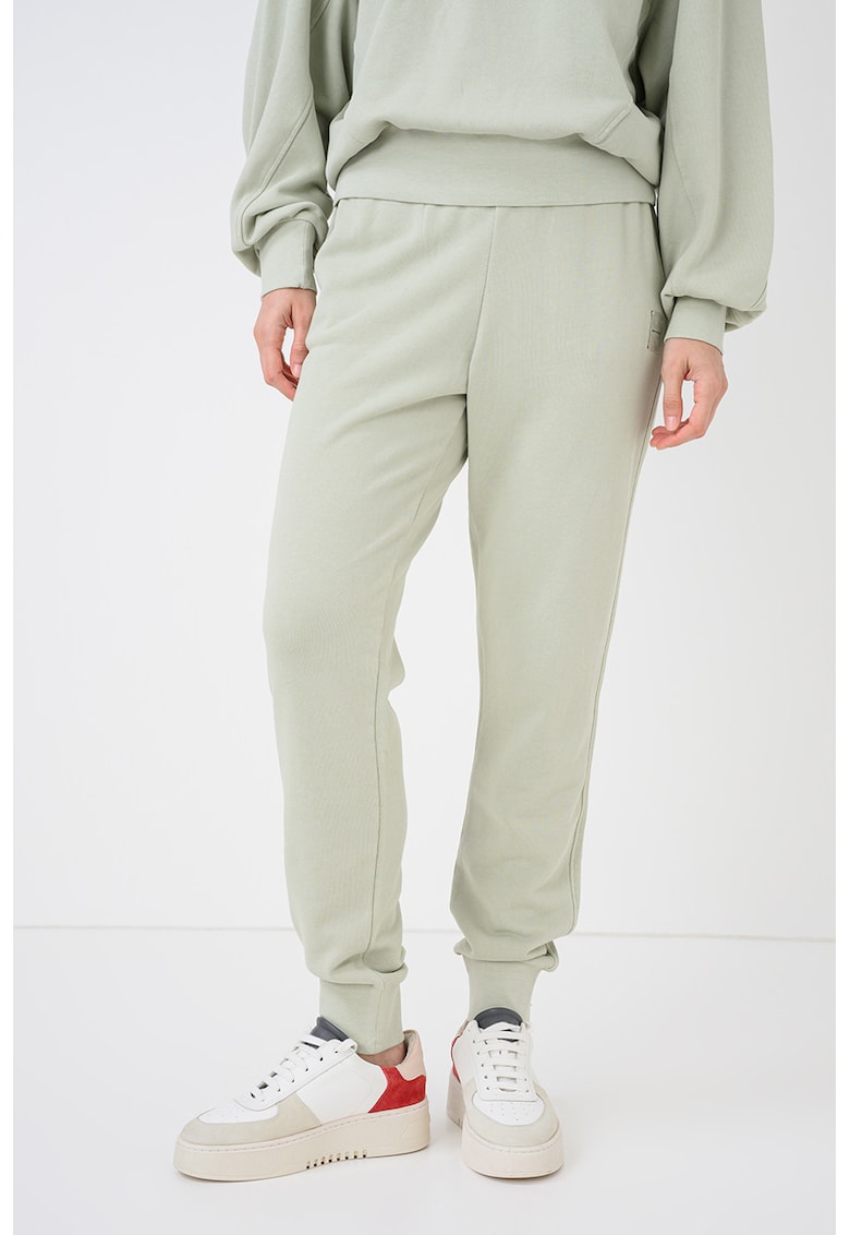 Pantaloni de trening din bumbac cu buzunare laterale - Verde deschis