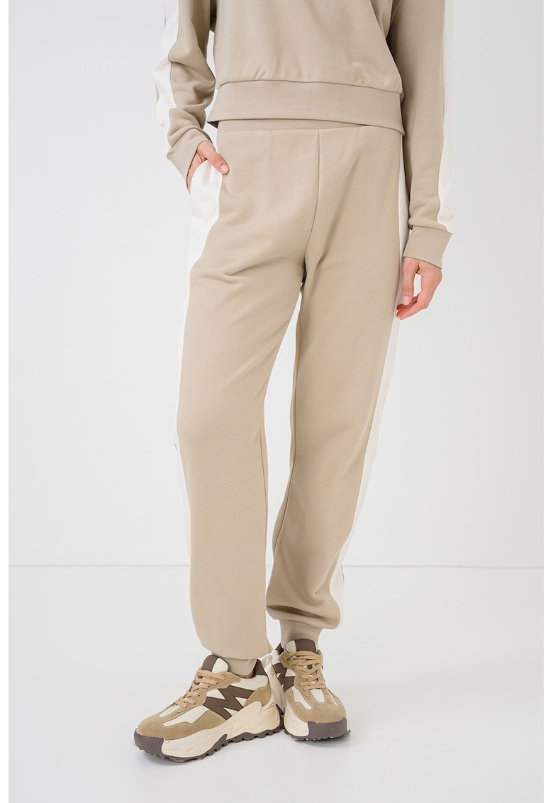Pantaloni de trening cu buzunare laterale - Alb/Bej