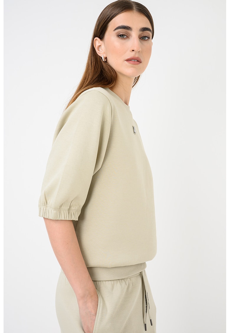 Tricou cu decolteu la baza gatului si logo - Verde deschis