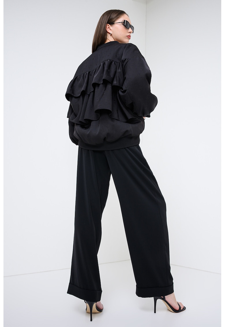 Jacheta bomber cu volane - Negru