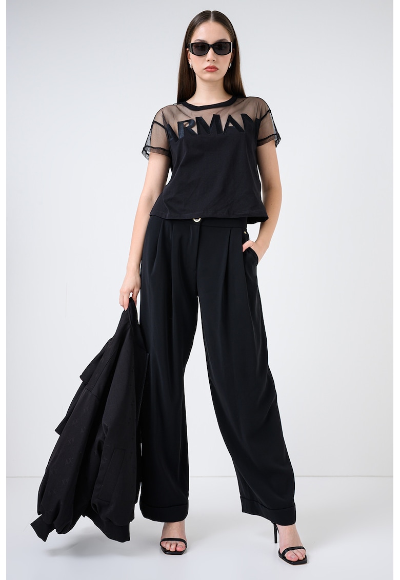 Pantaloni cu croiala dreapta si buzunare - Negru