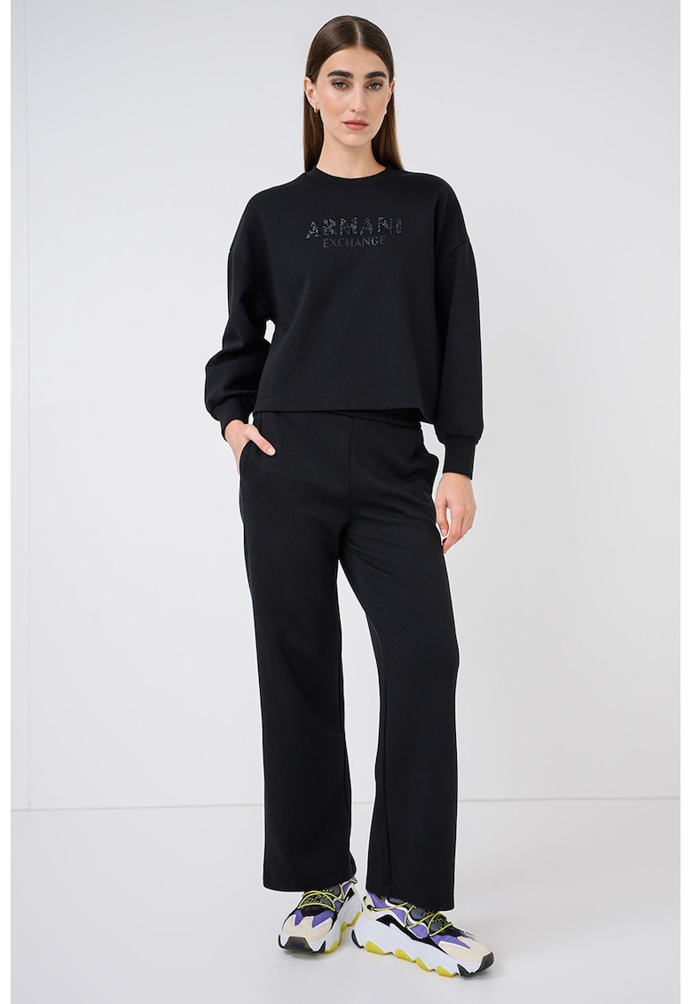 Bluza de trening cu logo cu strasuri - Negru