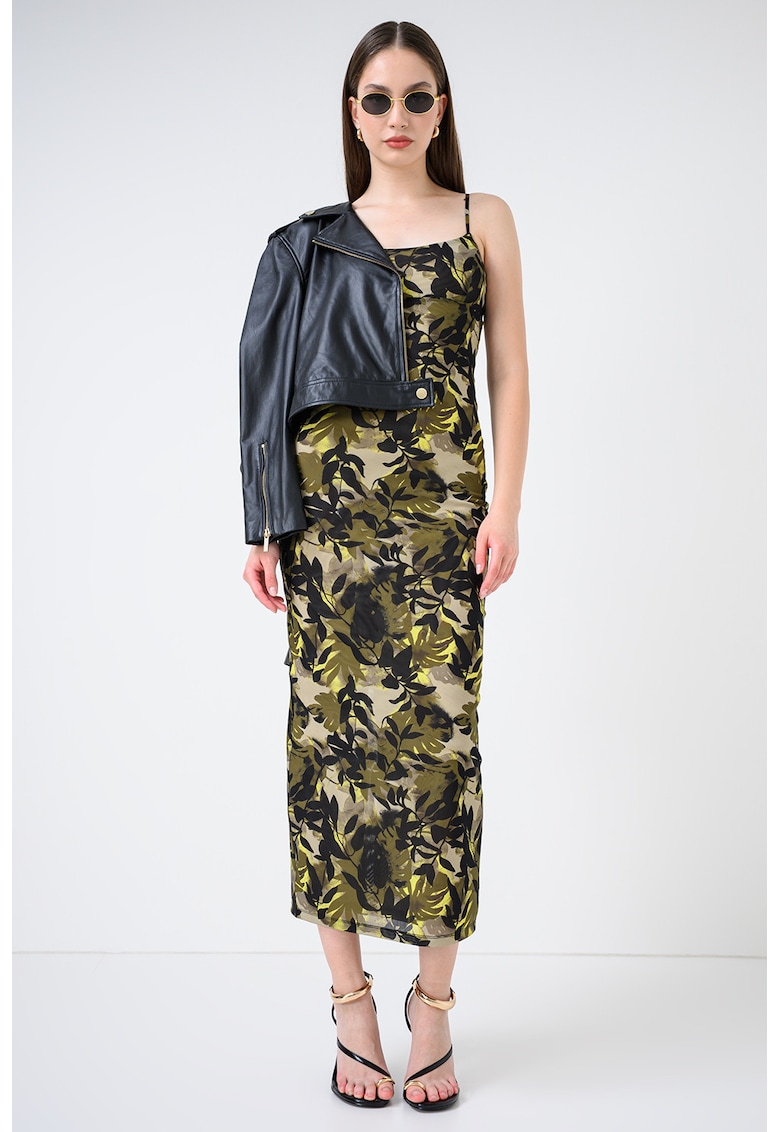 Rochie midi din tul cu imprimeu - Verde/Negru