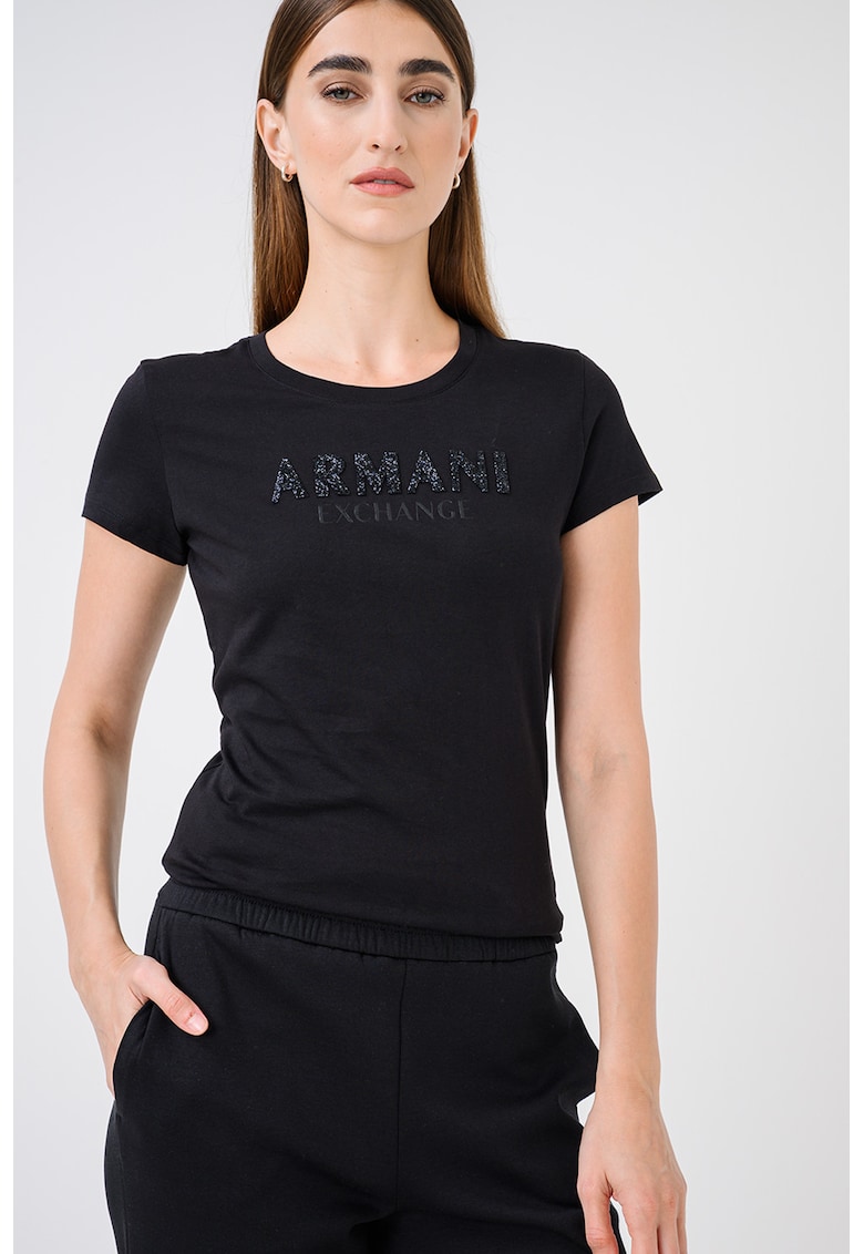 Tricou cu imprimeu logo - Negru