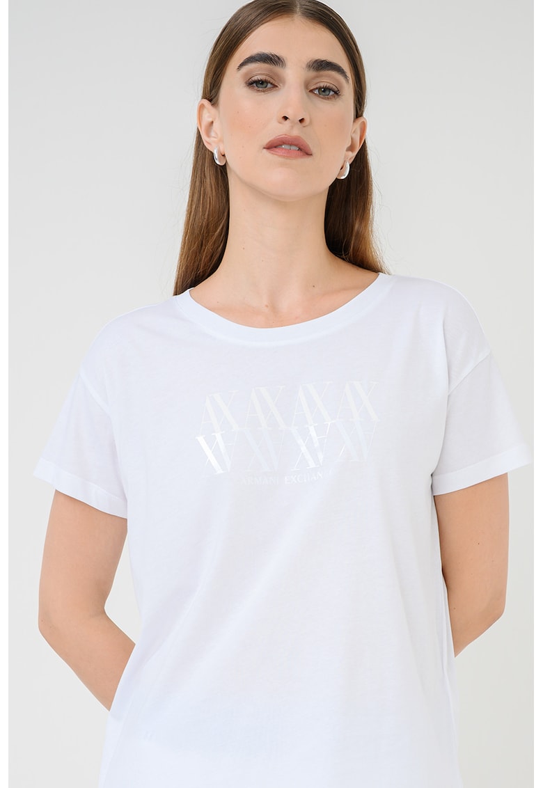 Tricou lejer cu logo - Alb