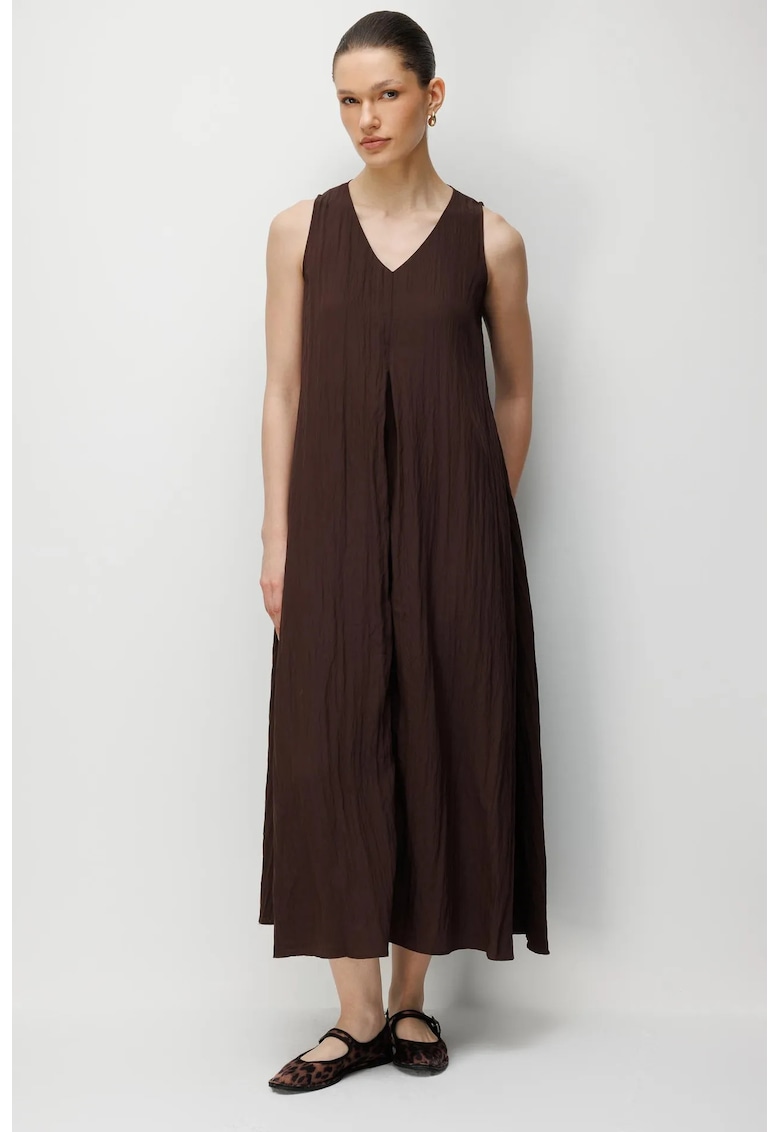 Rochie maxi dama - decolteu in V - maro