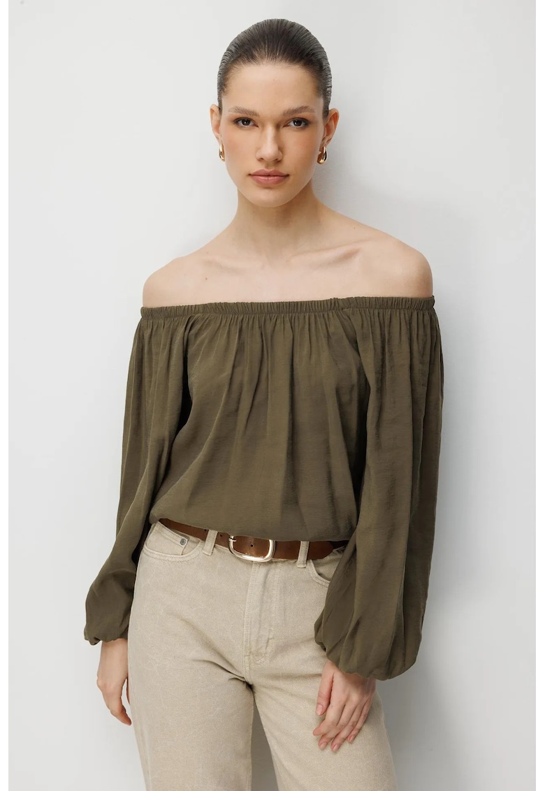 Bluza dama - texturata - verde kaki - textil