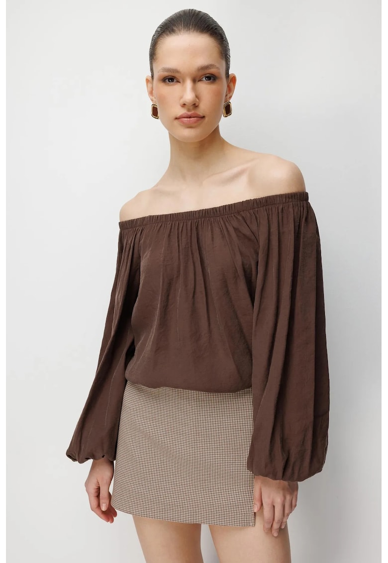 Bluza dama - bluza texturata - maro - textil