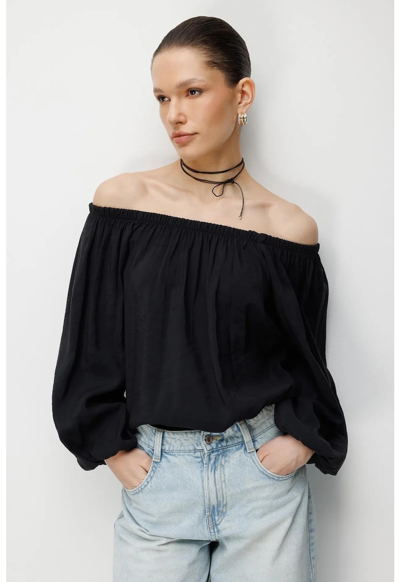 Bluza dama - bluza texturata - negru - textil