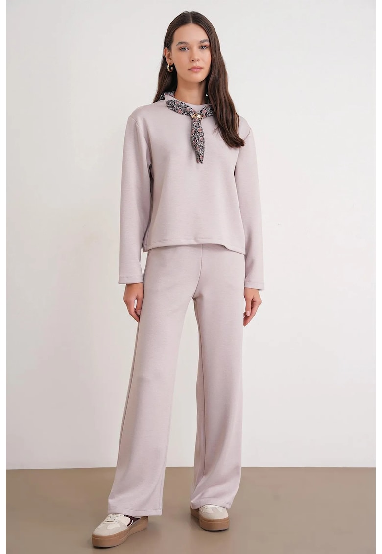 Trening lifestyle dama bluza si pantaloni - bej natural - 100% poliester