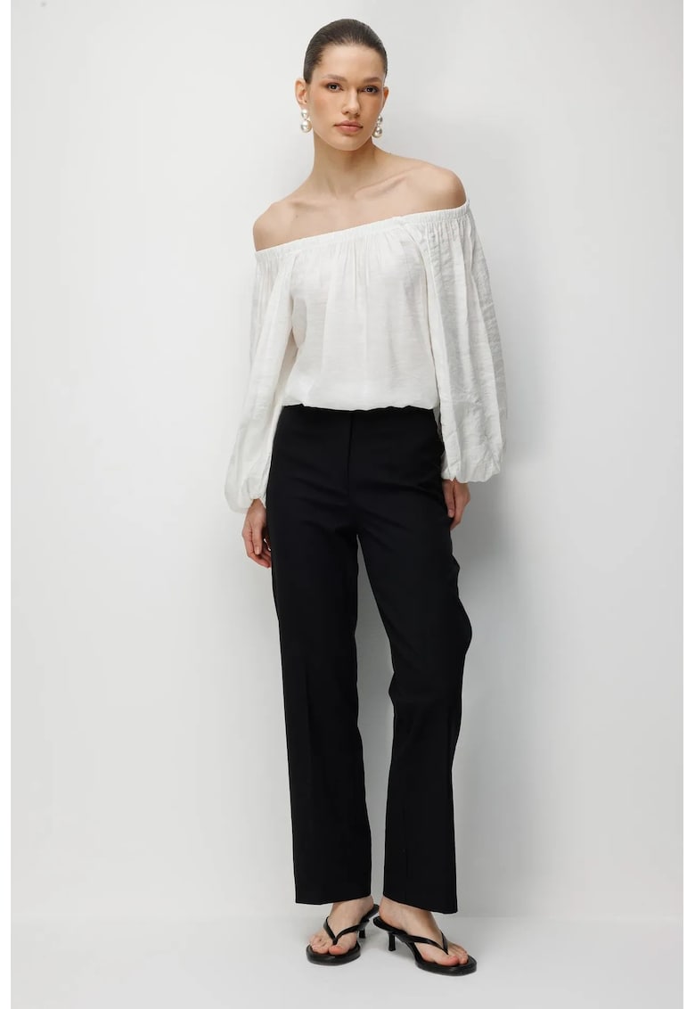 Bluza dama - texturata - umeri goi - natural ivoire - textil
