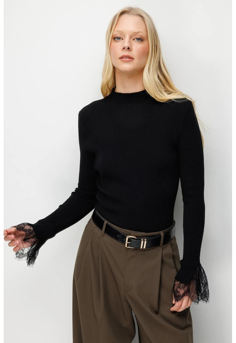 Pulover dama - Slim Fit - negru - 100% poliester - One Size
