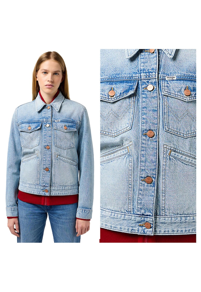 Jacheta Dama - Heritage Jacket - Regular Fit - Design Clasic - Maneci Lungi - 2 Buzunare - Cu Nasturi - Bumbac - M INTL - Albastru