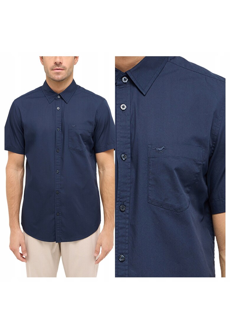 Camasa Barbati - Gilroy - Regular Fit - Design Clasic - Maneci Scurti - Cu Guler - Cu Nasturi - Bumbac - M INTL - Albastru