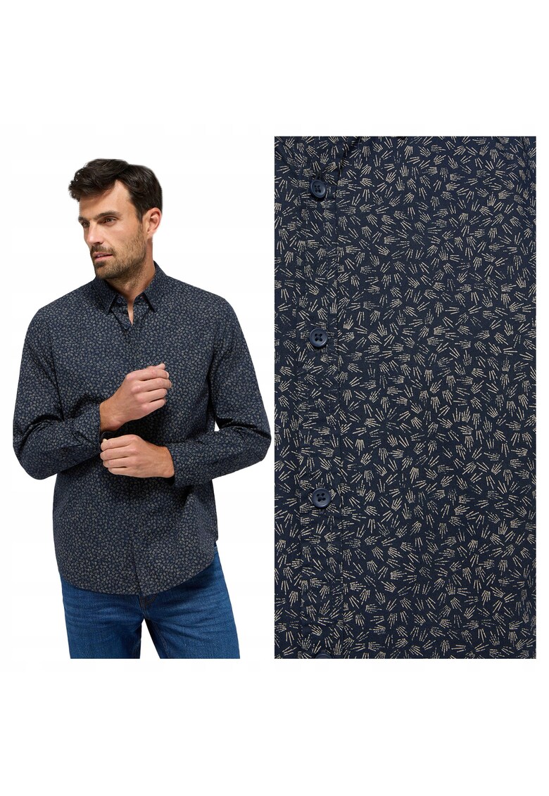 Camasa Barbati - Elmore - Regular Fit - Design Clasic - Maneci Lungi - Cu Guler - Cu Nasturi - Bumbac - S INTL - Albastru