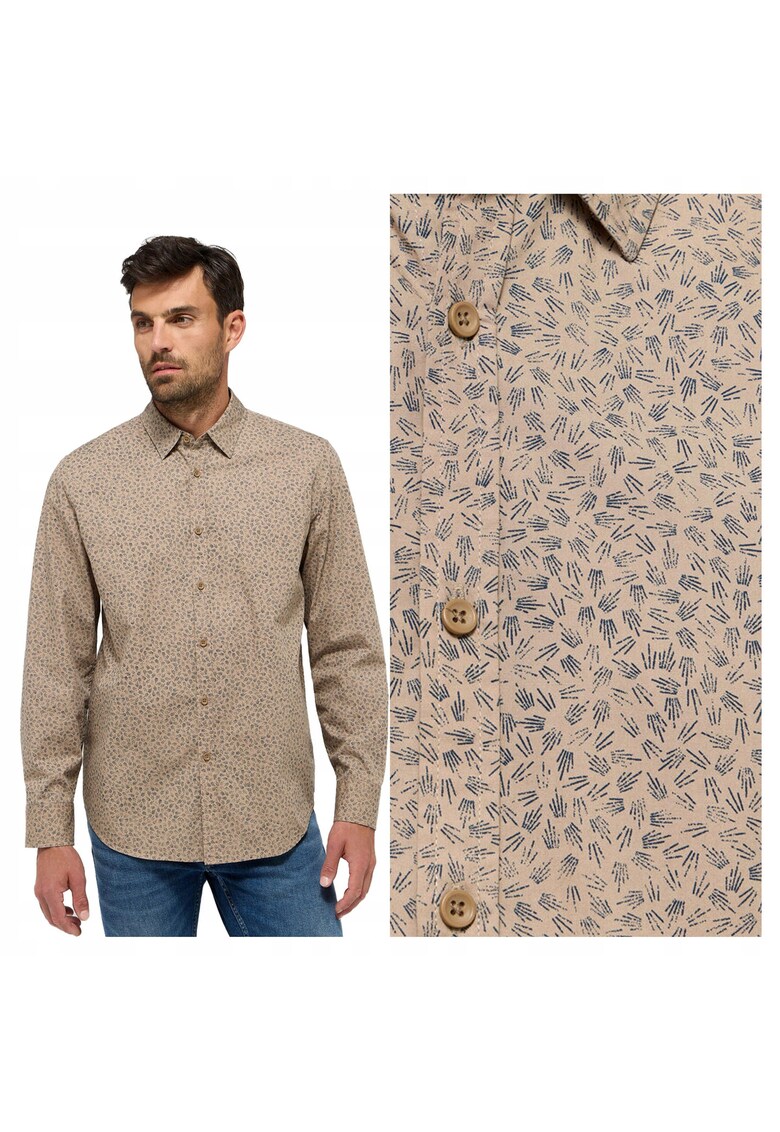 Camasa Barbati - Elmore - Regular Fit - Design Clasic - Maneci Lungi - Cu Guler - Cu Nasturi - Bumbac - S INTL - Bej