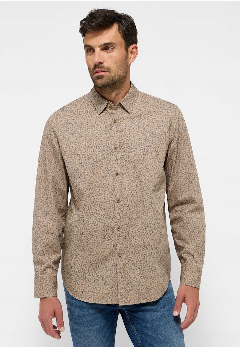 Camasa Barbati - Elmore - Regular Fit - Design Clasic - Maneci Lungi - Cu Guler - Cu Nasturi - Bumbac - S INTL - Bej
