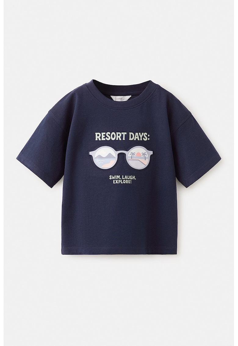 Tricou cu imprimeu grafic - Albastru ultramarin/Liliac prafuit