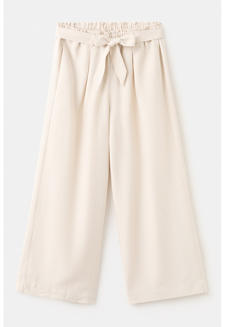 Pantaloni lejeri din lyocell si funda - Bej deschis