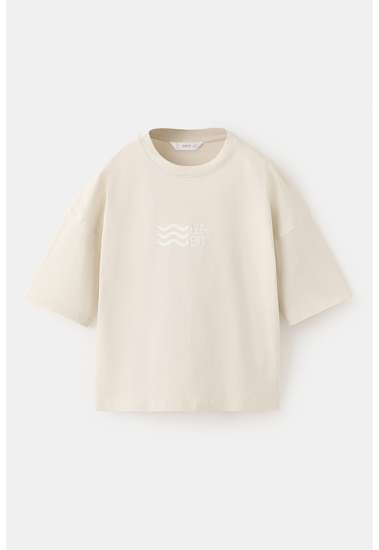 Tricou supradimensionat cu imprimeu grafic pe partea din spate - Bej